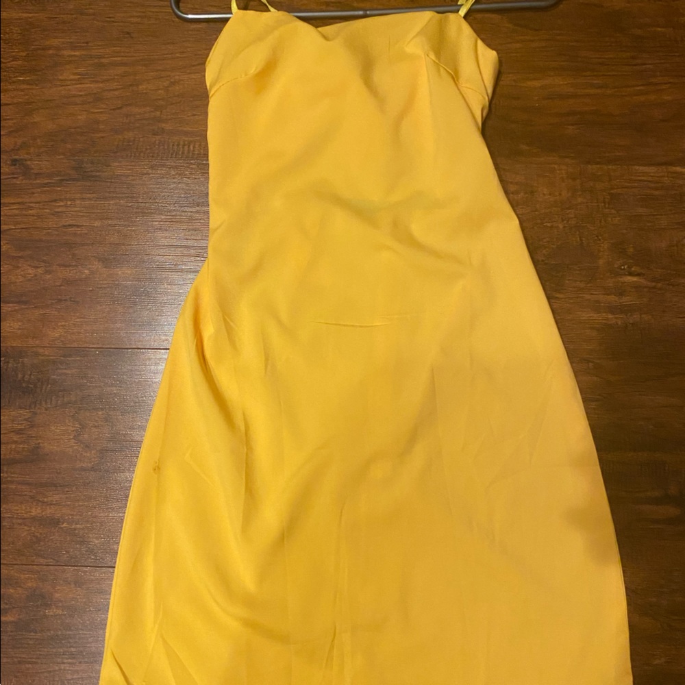 Yellow Open Back Mini Dress
